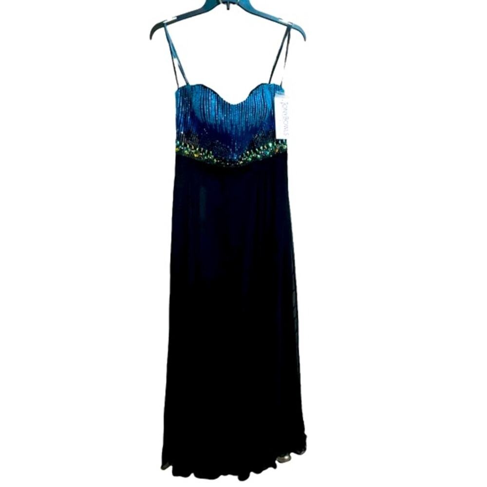 Tony Bowls Le Gala Beaded Blue/Black Sequins Iridescent Stones Formal Gown NWT - Picture 2 of 10